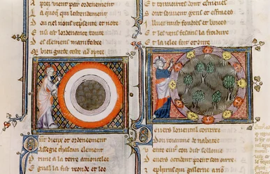 Ms 1044 fol.17v The Creation, från Ovide Moralise skriven av Chretien Legouais