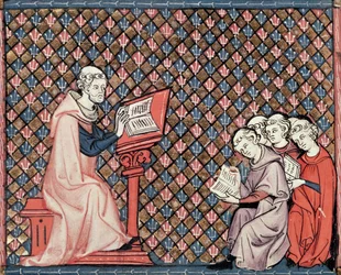 Ms 1044 fol.73v En filosofilektion, från Ovide Moralise skriven av Chretien Legouis