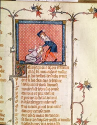 Ms 1126 f.66r The Violence of Jealousy, från Roman de la Rose c.1487-95)