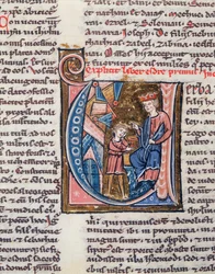 Ms 1185 Profeten Nehemiah, miniatyr från en latinsk bibel