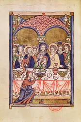 Ms 1273 fol.12v Den sista måltiden, från en psalter