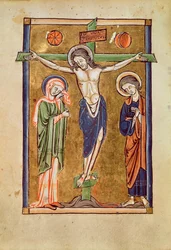 Ms. 1273 fol.14v Korsfästelsen, illustration från en psalter