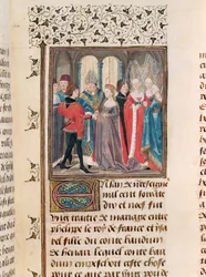 Ms. 149 t.3 fol.88 Philippe Augustes (1165-1223) äktenskap, kung av Frankrike och Isabelle av Hainault, dotter till greve Baudouin