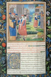 Fru 1581 f. 349v Illustration från bok XVIII (från arkelaos förvisning till judarnas avgång från Babylon), kapitel 1 i judarnas antikviteter (Antiquitates Judaicae) av Flavius