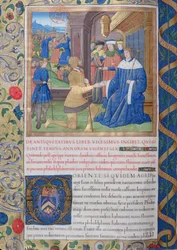 Fru 1581 f. 897v Illustration från bok XX (från prokuratorn Fadus till Florus), kapitel 1 i judarnas antikviteter (Antiquitates Judaicae) av Flavius Josephus - Hur efter Agrippas död,