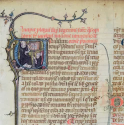 Ms 1721 Fol.1 dominikanmunk som föreläser två andra munkar, från Legenda Sanctorum Aurea av Jacques de Voragine