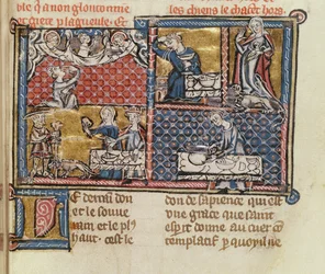 Ms 1895 fol.149 Sida från en bok mot franska laster och dygder