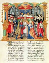 Ms 18 f.185v Äktenskap mellan Maria av Bourgogne och Maximilian I, kejsare av Österrike, från Philippe av Commines