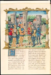 Ms 18 f.32v Konflansfördraget mellan Ludvig XI och Karl den djärve, hertig av Bourgogne, oktober 1465, från Philippe av Commines memoarer (1445-1509)