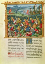 Ms 18 f.73v Kung Edward III för krig i slaget vid Crecy 1346, från Philippe of Commines