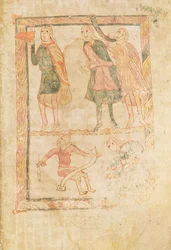 Ms 18 fol.14 Davids akolyter, från en psaltar