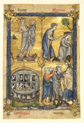Ms 192 Miniatyrer ur "La Somme le Roi", illuminerad av Maitre Honore och skriven av Frere Laurent, biktfader till kung Filip III av Frankrike, ca 1279 (pergament)