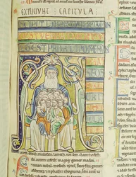 Ms 1 f.256 Historikert brev A som föreställer generationer i Abrahams sköte, från Souvignybibeln