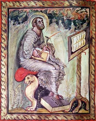 Ms 1 fol.90v St. Luke, från Ebbo-evangelierna, c.816-835