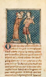 Ms 2030 fol.17 Oftalmologi, illustration från La Chirurgie de Maitre Henri de Mondeville