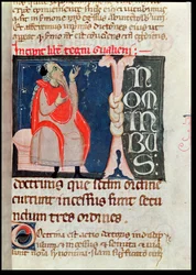 Fru 2046 fol. 261 A Scientist, illustration i början av Kommentarer av Aliben Rhodonan på Ars Parva av Galen (c.130-c.201)
