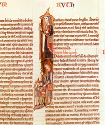 Ms 21 fol.97 Rut och Boas, från en bibel