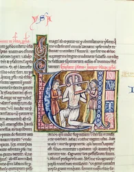 Ms 21 fol.98v Jesajas martyrskap, från en bibel