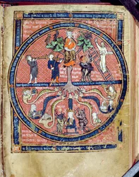 Ms 2200 Allegorical Tree, från De Philosophia Mundi av Guillaume de Conches (1100-54) 1276-77