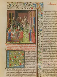 Ms 246 fol.151r Temporal and Terminal, från den franska översättningen av De Civitate Dei av St. Augustine of Hippo (354-430)