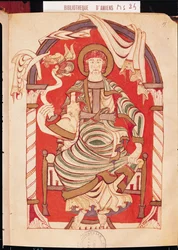 Ms 24 fol.15 St. Matteus, illustration från Evangeliet om Abbey of Corbie