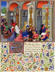 Ms 2617 Arcitas ber till Mars, Palemon ber till Venus, Emily ber till Diana, från La Teseida, av Giovanni Boccaccio (1313-75) 1340-41