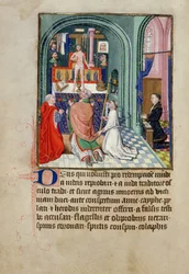 Ms 3-1954 fol.253v St. Gregorius mässa från en timbok, gjord för Philippe Le Hardi, hertig av Bourgogne