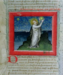 Ms 313 Gud skapar stjärnorna, från Bible des Grands Augustins, 1494