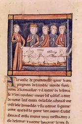 Ms 3347 fol.214 På pingstafton..., från Livre de Sir Lancelot du Lac