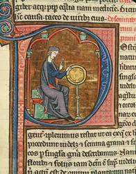 Ms 426 fol.48 Sifting grain, från The Mirror of Nature av Vincent de Beauvais
