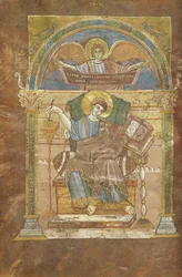 Ms 4 fol.17v St. Matteus, från Evangeliet av St. Riquier, c.800