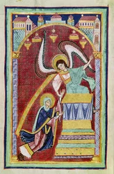 Ms 501 f.30v The Vision of St. Aldegondius, från The Life and Miracles of St. Amand