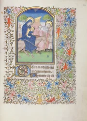 Ms 69 f.64r The Flight of the Holy Family, från Besancons timbok