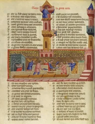 Ms. 782 Byggandet av Troja, illustration ur Le Roman de Troie av Benoît de Sainte-Maure