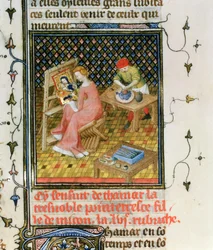 Fr 12420 fol.86r The Story of Thamyris, från `De Claris Mulieribus, från Giovanni Boccaccios verk