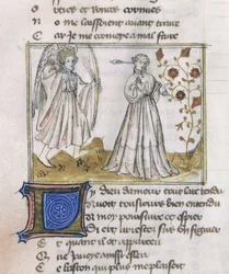 Ms Fr 805 fol.13v Illustration från Le Roman de la Rose