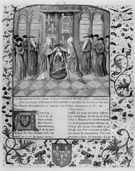 Ms. Fr. 83, fol. 205, Henrik VI:s kröning (1421-71)