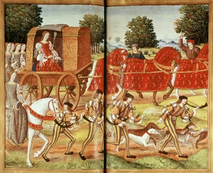 Ms Fr 874 f.31v A Hunt, illustration från Ovids epistlar