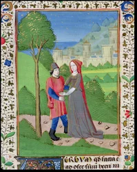 Ms. H7 fol.103v Hosea och den prostituerade, från Bibeln av Jean XXII