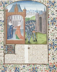 Ms Hunter 372 f.1r Boccacio and Fortune, 1467