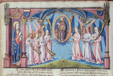 Ms Hunter 398 v.2.18 f.17v Angels, från Apocoalypsis S. Joannis