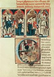 Ms Lat. 6912 fol.1v En judisk forskare presenterar en översättning av en arabisk avhandling för Philippe dAnjou