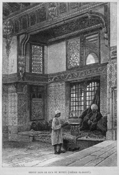 Muftihus, Qaa, från LEgypte av Georg Moritz Ebers (1837-98), 1881 (bw gravyr)