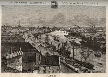 Nantes - Loire-Atlantique - gravyr i "La France illustrée: geografi, historia, statistisk administration" av V.A. Malt-Brown. 1884