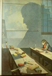 Napoleon som skolpojke, illustration ur "Bonaparte" av G. Montorgneil 1910 (litografi)