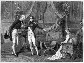 Napoleon, hans fru Marie-Louise och prins Metternich pratar