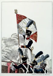 Napoleon Armee: Line Infantry. Sergeant Major planterar sin örn på en skräck som drastiskt utplånades. Gravyr av Martinet (1800-talet) 1808. Malmaison, Musee Du Chateau.