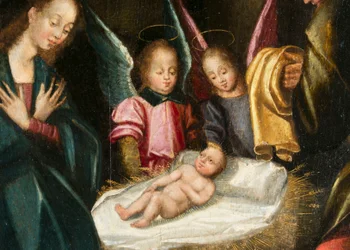 Födelse, detalj. Triptyk av Aubery