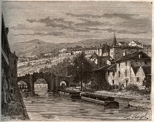 Nerac - Lot-et-Garonne - gravyr i "La France illustrée: geografi, historia, statistisk administration" av V.A. Malt-Brown. 1884