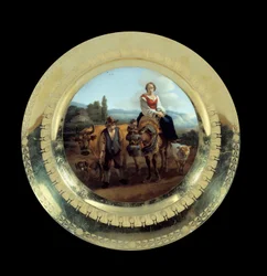 Objekt First Empire: skylt av Prince Eugenes tjänst: bergere i ett landskap nära Siena. Realiserad i tillverkningen känd som hertigen av Angouleme (1781-1828), Malmaison, Musee Du Chateau